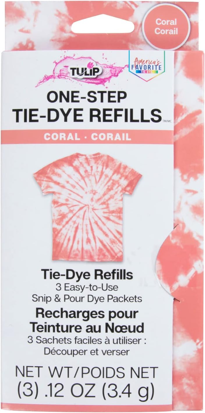 Tulip One-Step Tie-Dye Kit , 3 Fabric Dye Refill Packs, Packs, Coral - Image 1