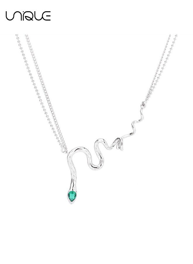 يونيك قلادة - قلادة اعوج - قلادة الماس الأخضر - قلادة الترقوة - قلادة قابلة للتعديل - المألوف بسيطة فريدة من نوعها - هدايا - Image 1