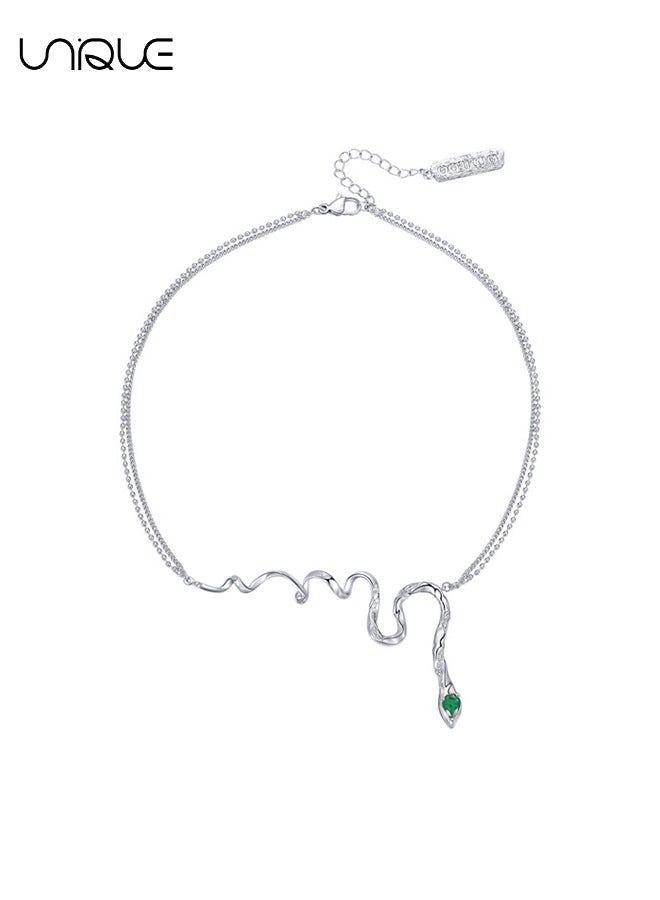 يونيك قلادة - قلادة اعوج - قلادة الماس الأخضر - قلادة الترقوة - قلادة قابلة للتعديل - المألوف بسيطة فريدة من نوعها - هدايا - Image 2