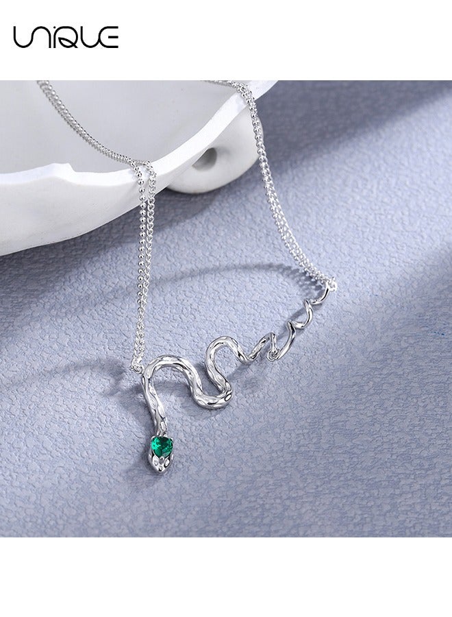 يونيك قلادة - قلادة اعوج - قلادة الماس الأخضر - قلادة الترقوة - قلادة قابلة للتعديل - المألوف بسيطة فريدة من نوعها - هدايا - Image 3