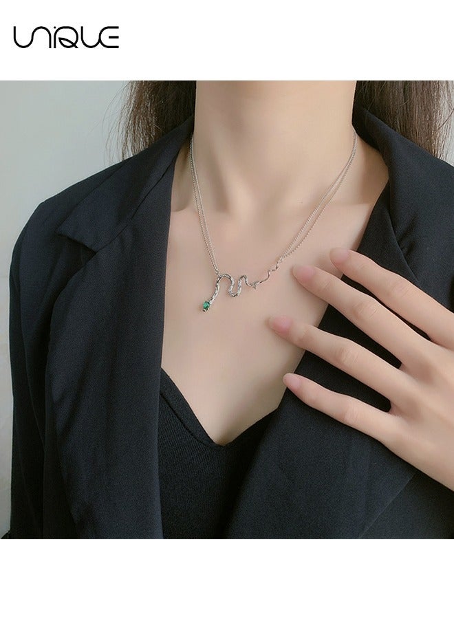 يونيك قلادة - قلادة اعوج - قلادة الماس الأخضر - قلادة الترقوة - قلادة قابلة للتعديل - المألوف بسيطة فريدة من نوعها - هدايا - Image 5