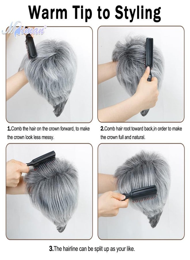 MIMAN Short Grey Wigs for Women Pixie Cut Wig Natural Layered Synthetic Short Hair Wig for Women Gray Hair Replacement Wigs with Bangs - Image 5