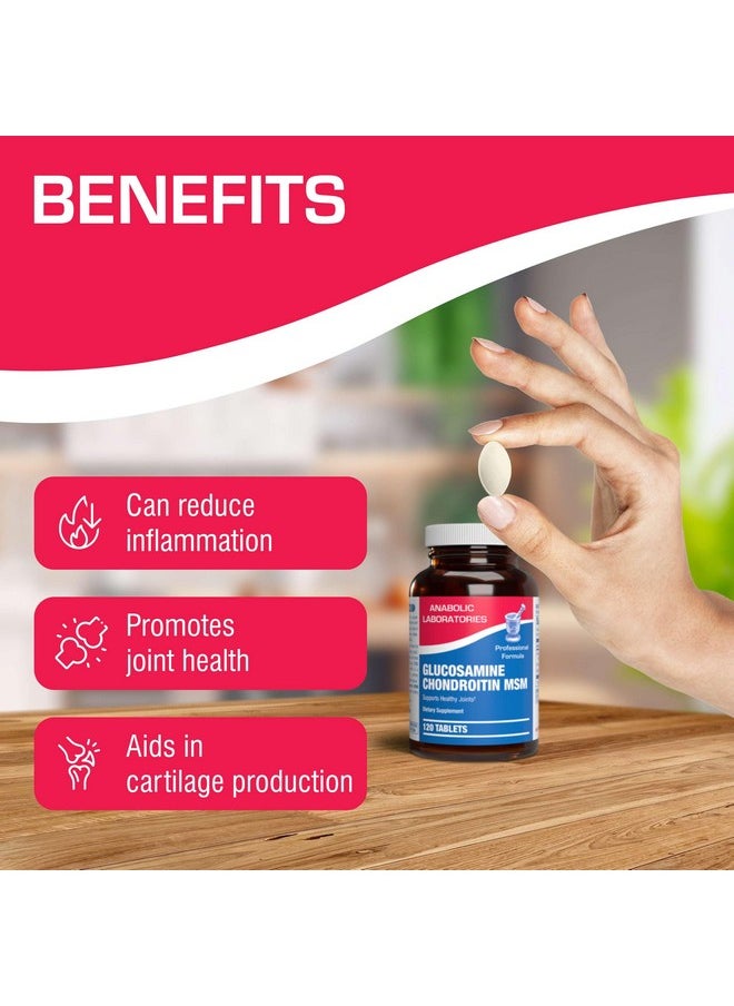 Anabolic Laboratories - Anabolic Laboratories Glucosamine Chondroitin MSM Joint Support Supplement for Men and Women, 120 Tablets - Joint Tissue and Cartilage Health - Glucosamine Complex with Chondroitin and OptiMSM - Image 1