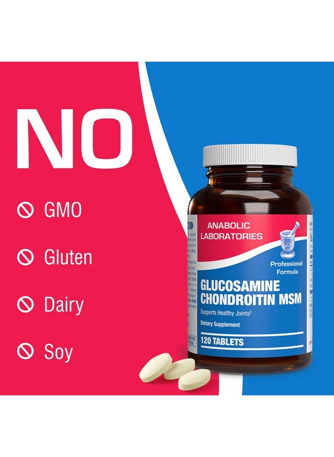 Anabolic Laboratories - Anabolic Laboratories Glucosamine Chondroitin MSM Joint Support Supplement for Men and Women, 120 Tablets - Joint Tissue and Cartilage Health - Glucosamine Complex with Chondroitin and OptiMSM - Image 1