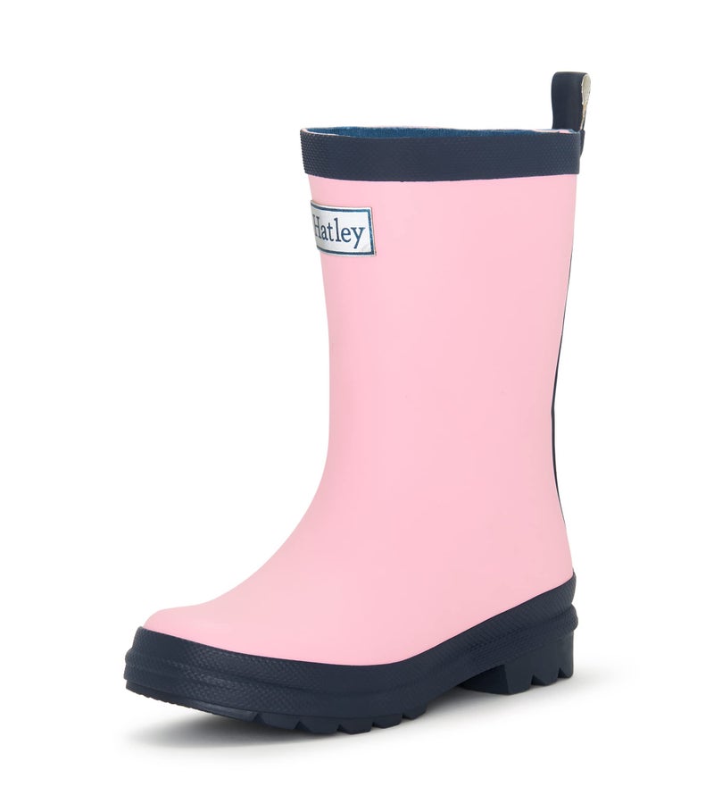 Hatley Unisex Kid's Solid Rain Boots, Pink & Navy, 10 Little Kid - Image 1