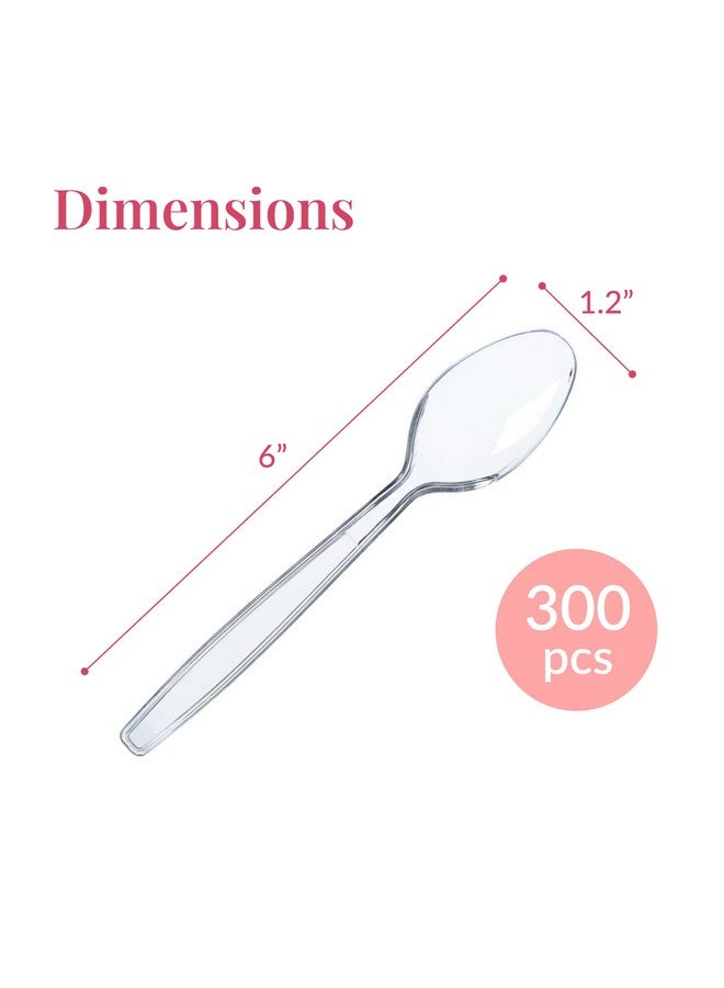Prestee 300 Clear Plastic Spoons Bulk - Plastic Silverware Spoons - Heavy Duty Spoon Cutlery - Disposable Flatware Pack - Disposable Spoon Silverware Utensil Set - Image 3