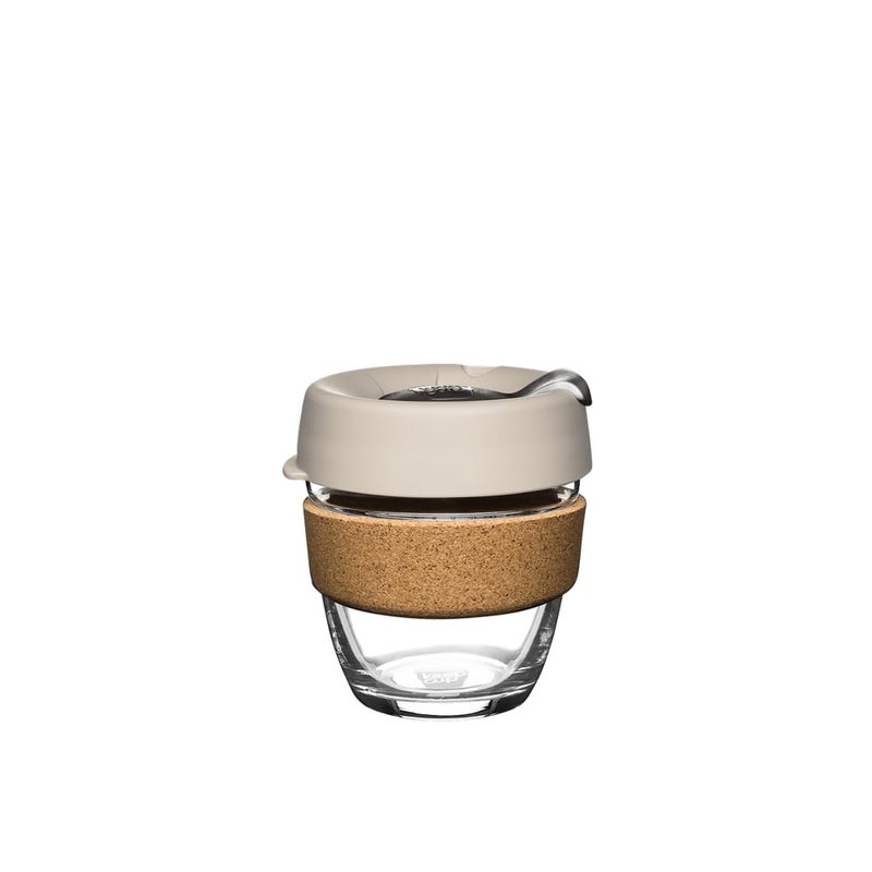 KeepCup 8oz Reusable Coffee Cup Toughened Glass Cup  Natural Cork Band 8OunceSmall Filter