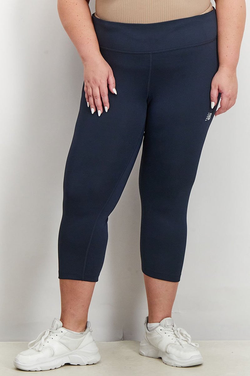 New Balance Women Fitted Training Capri Sweatpants, Navy - Image 1