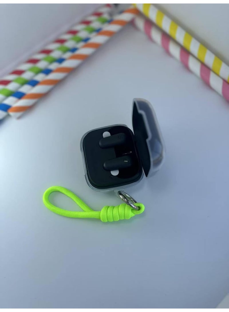 Silicone Protective Case for Anker Soundcore R50i NC Clear with Stand and Carabiner, LED Visible (Neon Green) - Image 3
