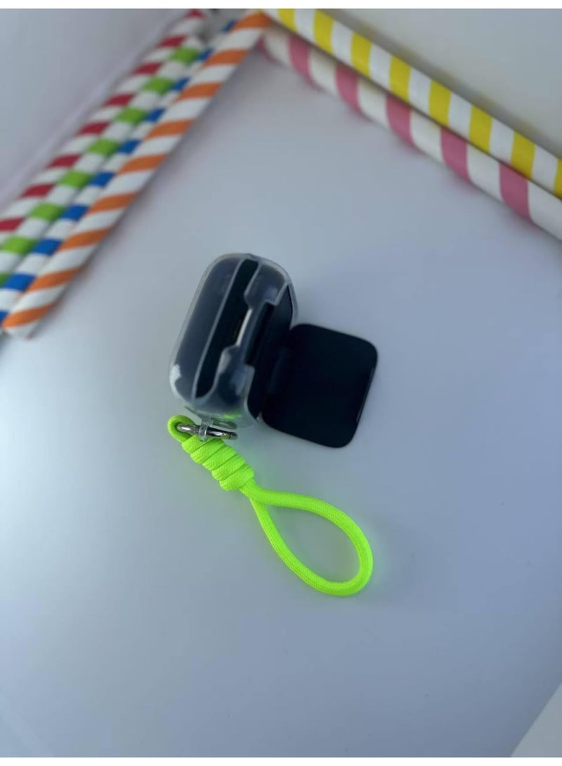 Silicone Protective Case for Anker Soundcore R50i NC Clear with Stand and Carabiner, LED Visible (Neon Green) - Image 2