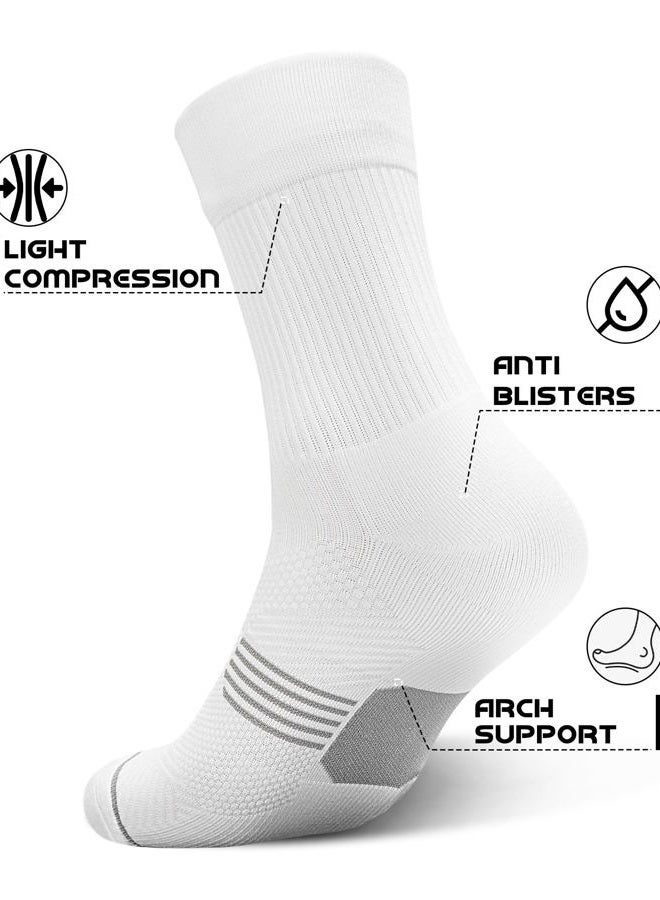 PAPLUS 3 Pairs Running Compression Socks for Men & Women, Atheltic Crew Socks with Cushion, Arch Support for Hiking, Cycling, White (3 Pairs), M - Image 3