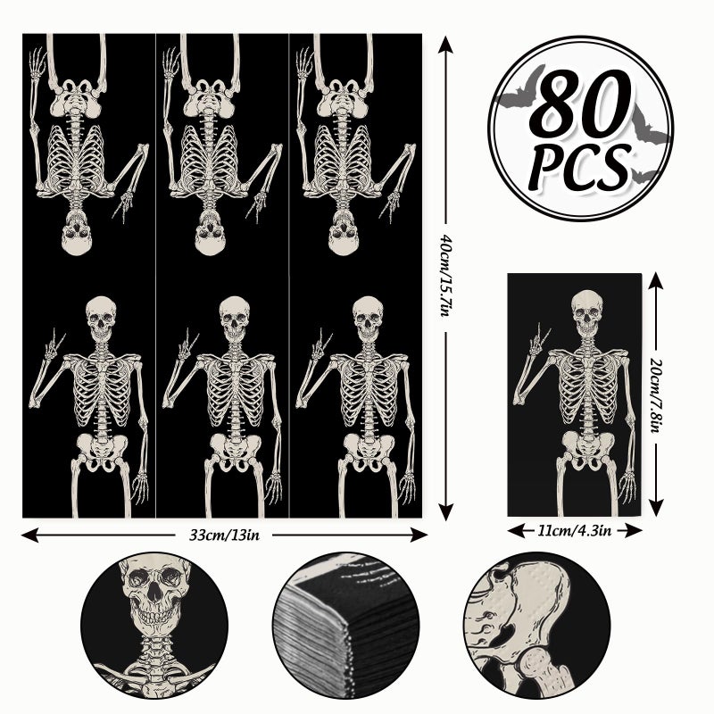 AnyDesign 80 Pack Skull Paper Guest Napkins Disposable Halloween Skeleton Bathroom Napkins Smile Skull Guest Hand Towel Napkin for Horror Theme Party Supplies  13x15.7 Inch - Image 1