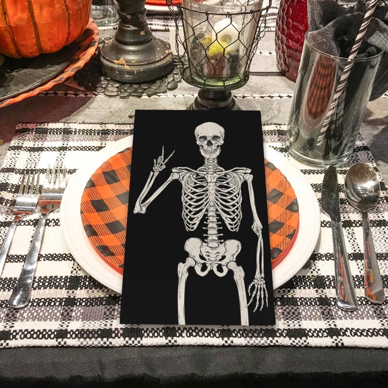 AnyDesign 80 Pack Skull Paper Guest Napkins Disposable Halloween Skeleton Bathroom Napkins Smile Skull Guest Hand Towel Napkin for Horror Theme Party Supplies  13x15.7 Inch - Image 3