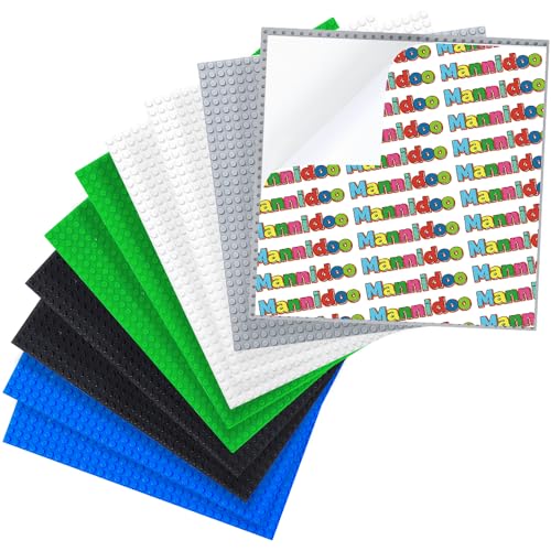 MANNIDOO PeelandStick Baseplates 10 Packs 10 x 10 Classic Adhesive Building Base Plates for Activity Tables Tops and Walls Compatible with All Major Brands GreyGreenWhiteBlackBlue - Image 1