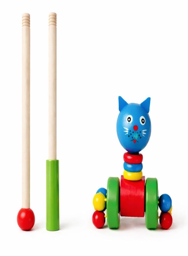 لعبة حيوانات خشبية من بي بوكس، قابلة للدفع والسحب، للأطفال من عمر سنة إلى 3 سنوات | عربة متحركة قابلة للفك مع عصا | لعبة مونتيسوري للمشي لتنمية التوازن والمهارات الحركية والتعلم المبكر - Image 3