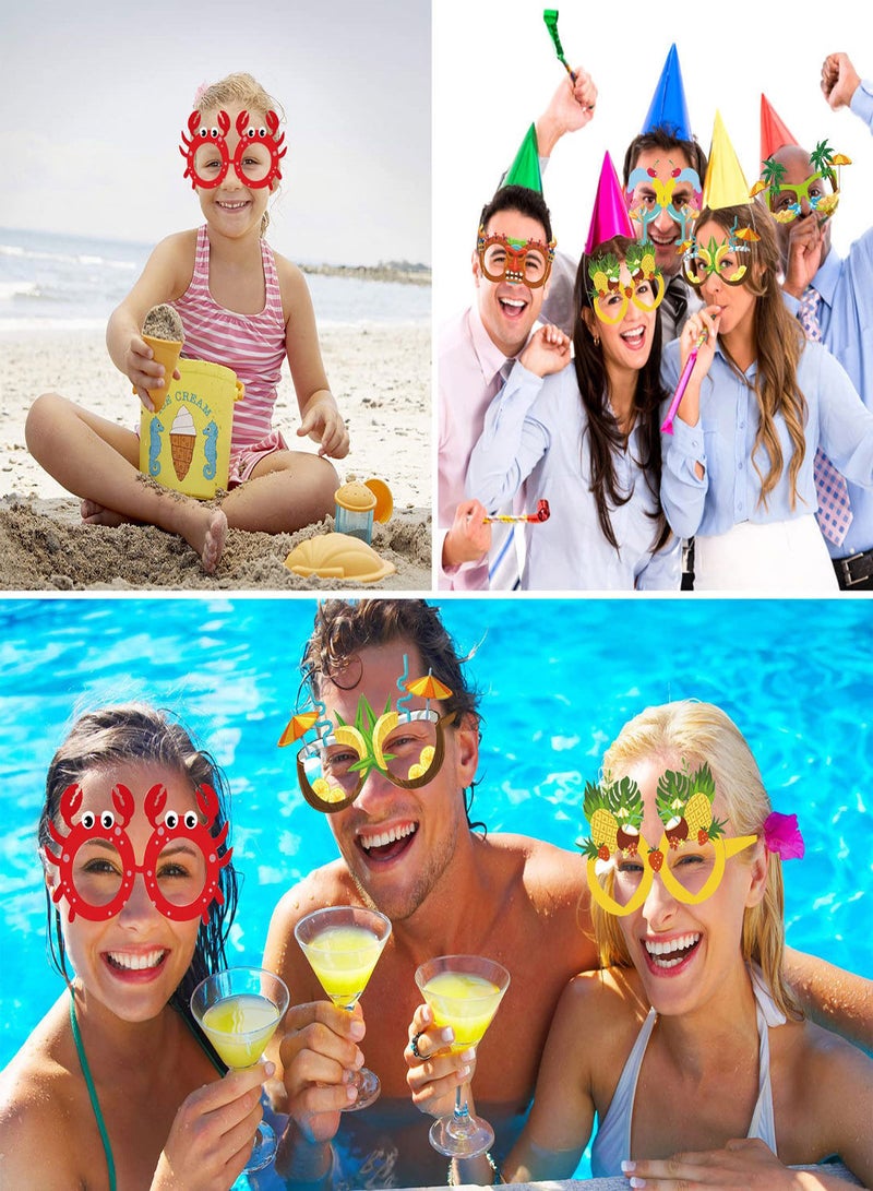 NIBEMINENT Party Paper Glasses, 12Pcs Hawaiian Funny Fancy Eyeglasses Novelty Carnival Masquerade Masks Photo Booth Props Frame Fiesta Glasses Dress Costume Decoration for Kids Adults Summer  - Image 5