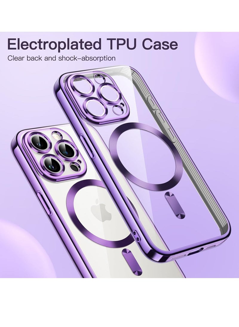 Raxoom Electroplated Case for iPhone 15 Pro Max 6.7-Inch, Camera Lens Full Protection, Compatible with MagSafe Wireless Charging, Shockproof Soft TPU Phone Cover (Purple) - Image 2