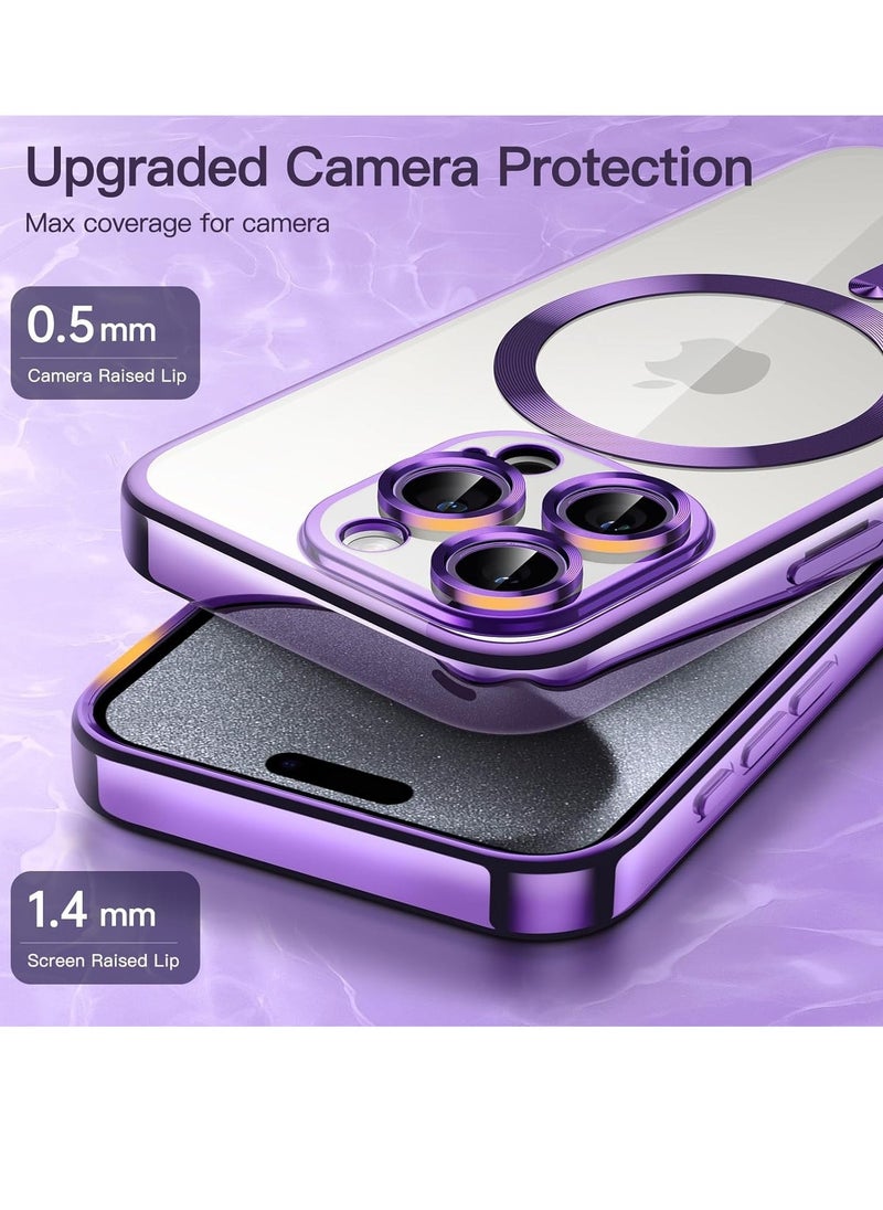 Raxoom Electroplated Case for iPhone 15 Pro Max 6.7-Inch, Camera Lens Full Protection, Compatible with MagSafe Wireless Charging, Shockproof Soft TPU Phone Cover (Purple) - Image 4