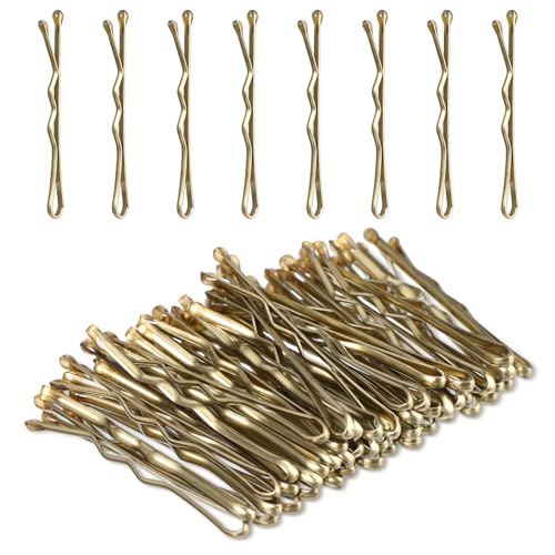 Amabro Mini Bobby Pins 50PCS 137 Inch Small Wavy Hair Pins Metal Hair Clip Hairpins for Women Gilr Kids Buns Long Straight Curly Hair All Hair TypesGold