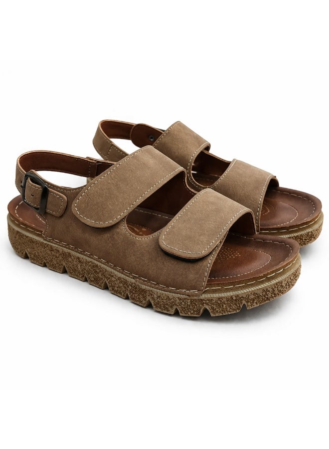 صندل رجالي مريح بتصميم عصري – نعل طبي خفيف مع أحزمة لاصقة قابلة للتعديل وحزام خلفي ثابت – مناسب للاستخدام اليومي والمشي - Image 2