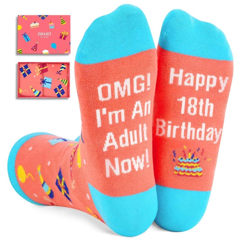 Zmart 18th Birthday Gift Ideas - 18 Year Old Girl Socks, Gifts for Young Adult Women Female - Image 1