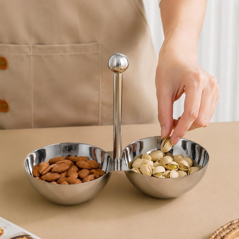 Serving Bowl Condiment Cup Soy Sauce Dishes Snack Stand for Fruit Restaurant, 2 Grid S - Image 5