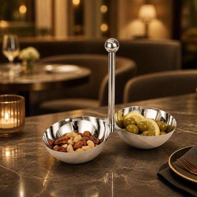 Serving Bowl Condiment Cup Soy Sauce Dishes Snack Stand for Fruit Restaurant, 2 Grid S - Image 2