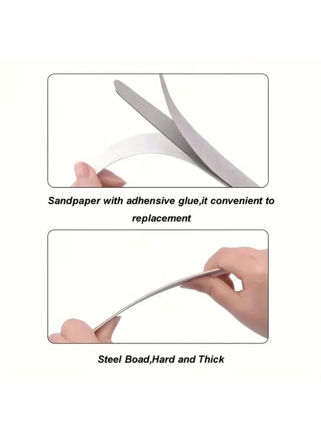 10 قطعة ورق صنفرة رقم 100 قابل لإعادة الاستخدام مع لوح معدني لتلميع أظافر اليدين والقدمين - Image 3