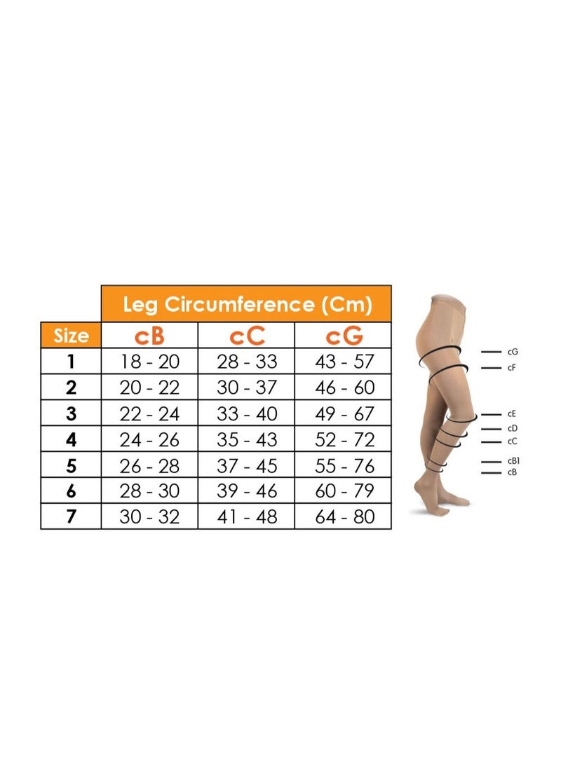 GO SILVER Panty Hose Compression Socks, Class 2 (23-32 Mmhg) Closed Toe Flesh  - Image 3