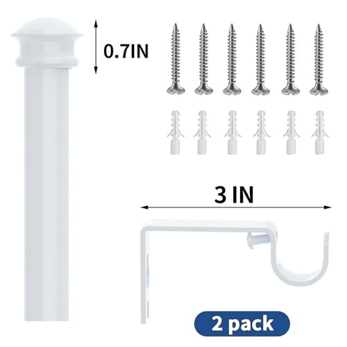 Alskarhem Curtain Rods 5/8 inch Curtain Rods for Windows 30 to 116 Inch with Brackets Easy to Install for Bedroom Living room Kitchen,White - Image 5