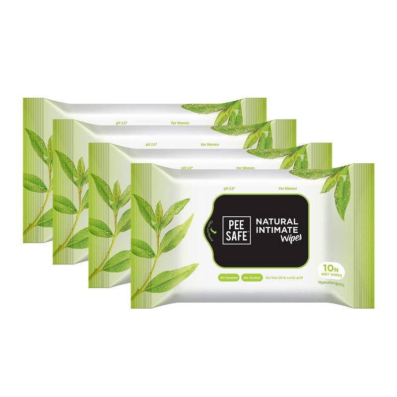 PEE SAFE Peesafe Natural Intimate Wipes 10 Count Pack of 4 - Image 3