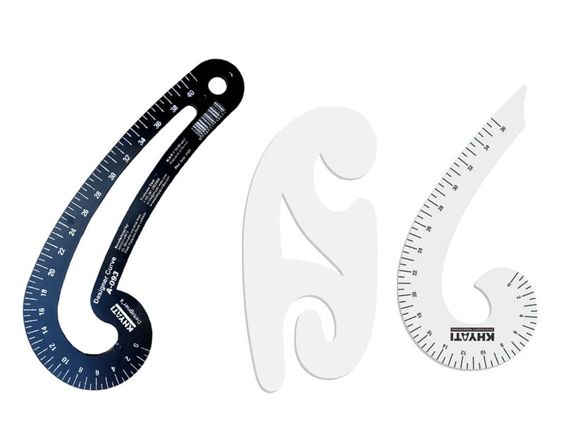 KHYATI Tailoring Scales - Set of 3 Plastic Curves (21 cm) - Designer, French, Mundha - Sewing/Tailoring Tool - Image 1