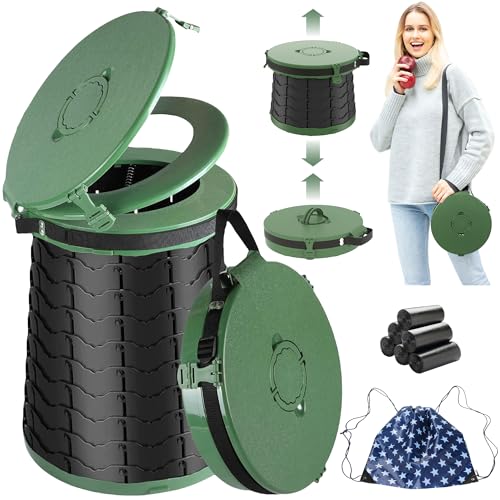 ALEVMOOM Upgraded XXL 19.7"Portable Toilet for Camping Retractable Toilet with Lid, 880lbs Load Capacity, Adjustable Toilets for Adults Heavy Duty for Car, Fishing, Hunting with Carry Bag - Image 1