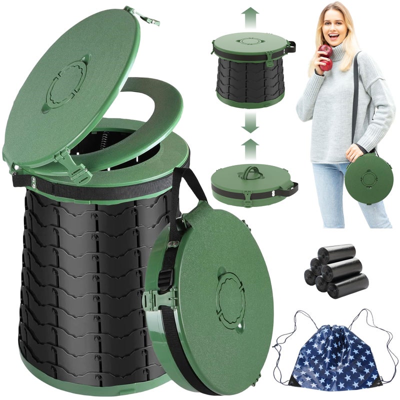 ALEVMOOM Upgraded XXL 19.7"Portable Toilet for Camping Retractable Toilet with Lid, 880lbs Load Capacity, Adjustable Toilets for Adults Heavy Duty for Car, Fishing, Hunting with Carry Bag - Image 2