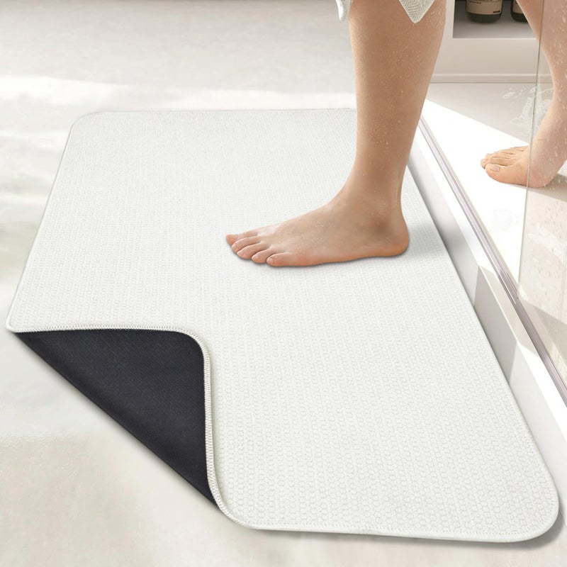 Bosap Bath Mat,Ultra Thin Bathroom Rugs,Rubber Bath Mats for Bathroom,No Slip Bath Rugs,Quick Dry,Machine Washable,Low Pile,Absorbent,Shower Outside,Sink,Home Decor Accessories.Cream,1'5"x2'3"(17x27inch) - Image 1