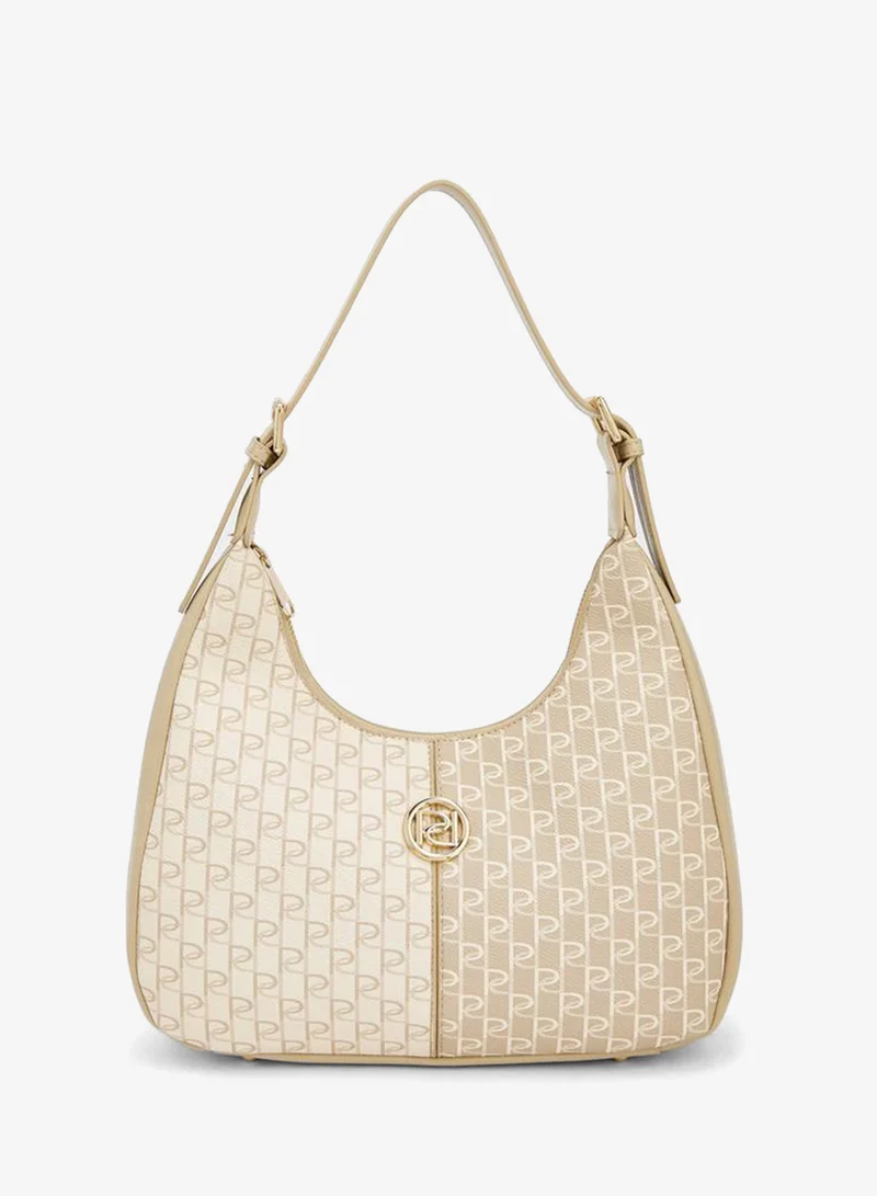 بابريكا Monogram Print Shoulder Bag With Zip Closure