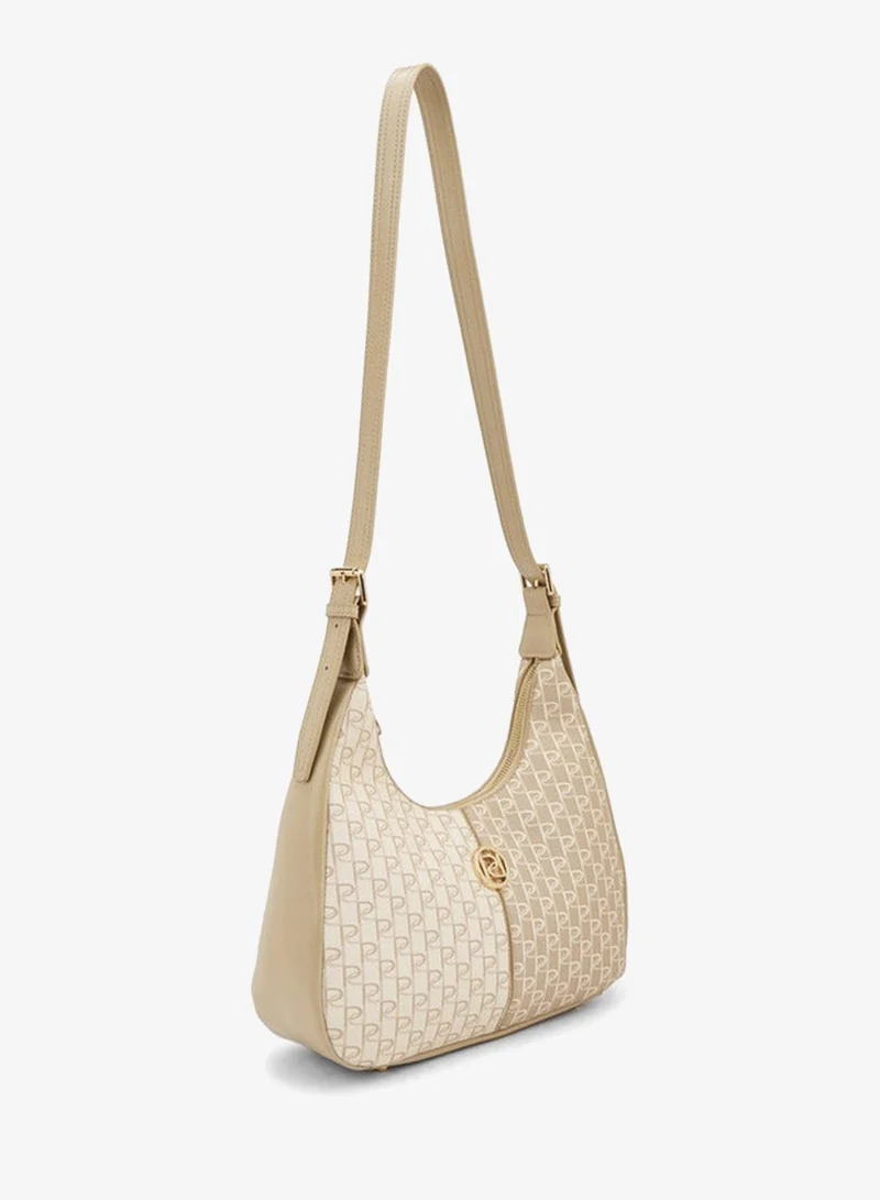 بابريكا Monogram Print Shoulder Bag With Zip Closure