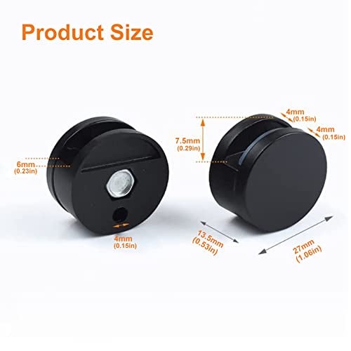 AWEN Mirror Clip, Mirror Mounting Clip, 4 Piece Mirror Brackets, Zinc Alloy Mirror Bracket for Wall Mounting Accessories for 3-5mm Thick Mirrors (Black) - Image 2
