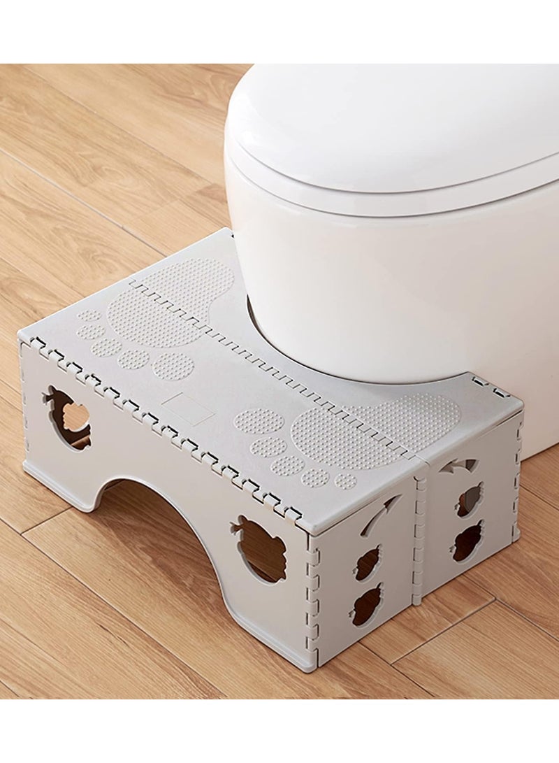 Portable Folding Toilet Stool, 7” Compact Squatting Stool, Ideal for Travel, Fits All Toilets, Perfect for Any Bathroom (Grey) - Image 1