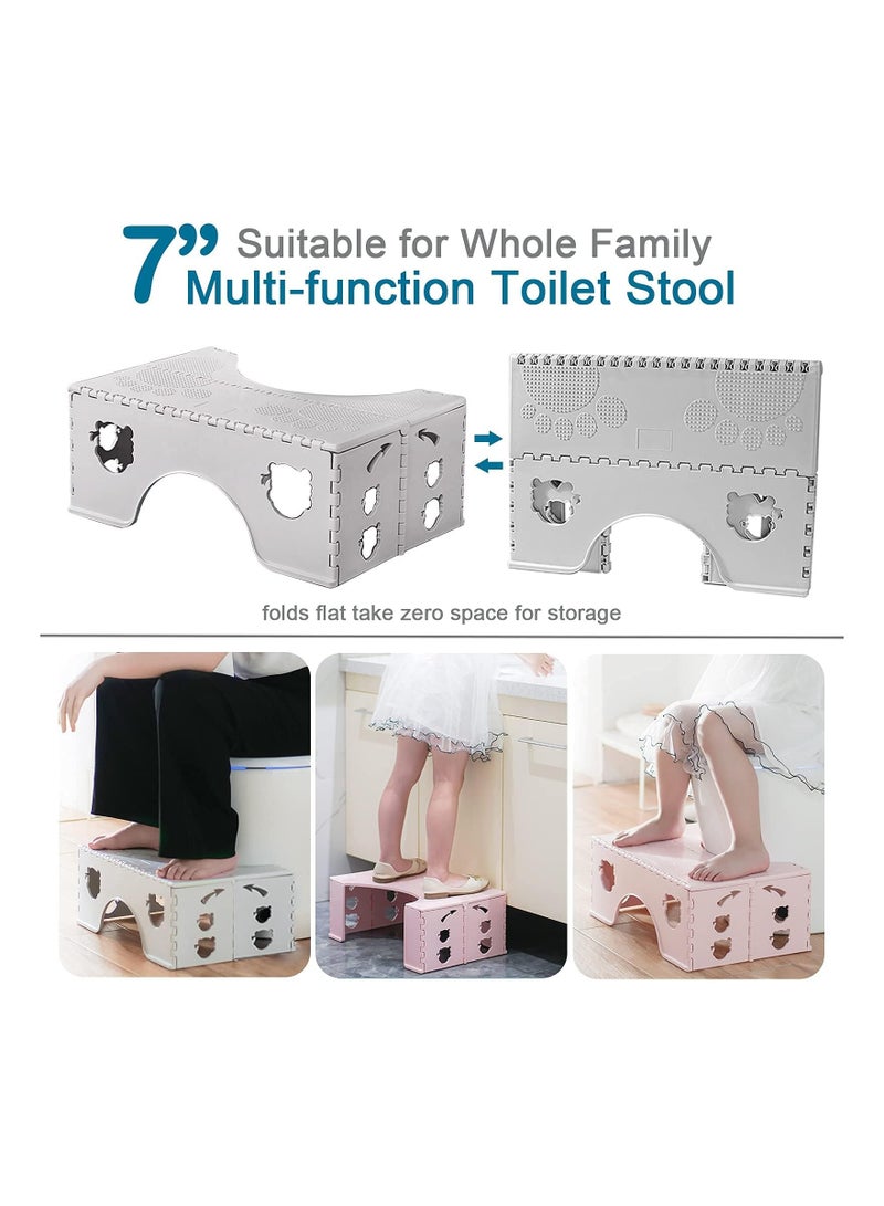 Portable Folding Toilet Stool, 7” Compact Squatting Stool, Ideal for Travel, Fits All Toilets, Perfect for Any Bathroom (Grey) - Image 3