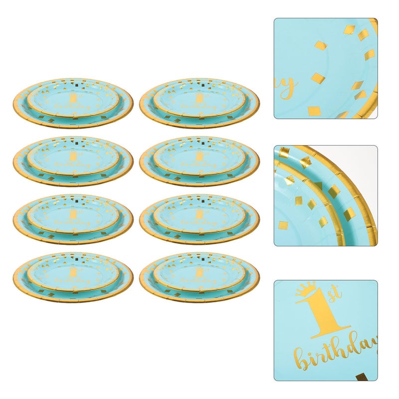 1st Birthday Party Paper Plates Set 16pcs 9 Inch Disposable Decorations For Baby Shower Supplies - Image 5