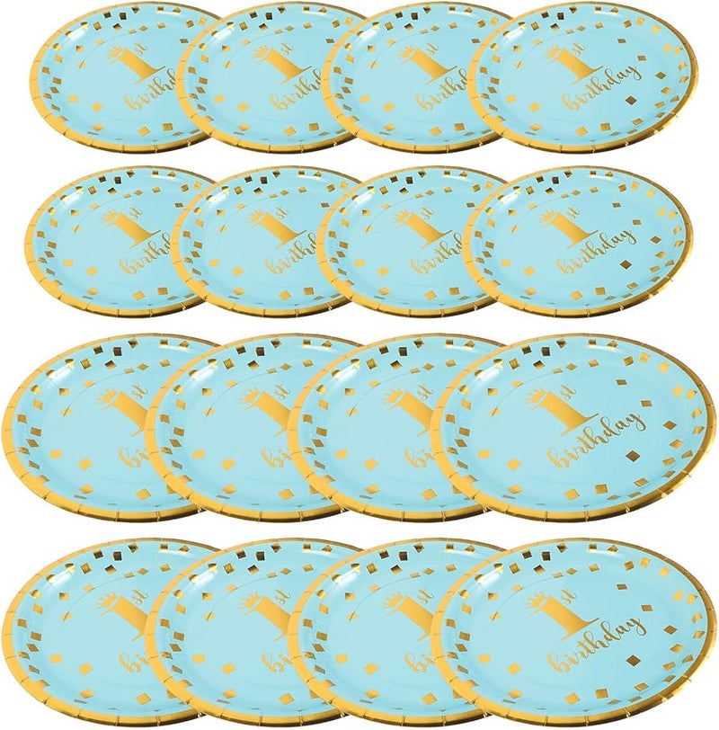 1st Birthday Party Paper Plates Set 16pcs 9 Inch Disposable Decorations For Baby Shower Supplies - Image 1
