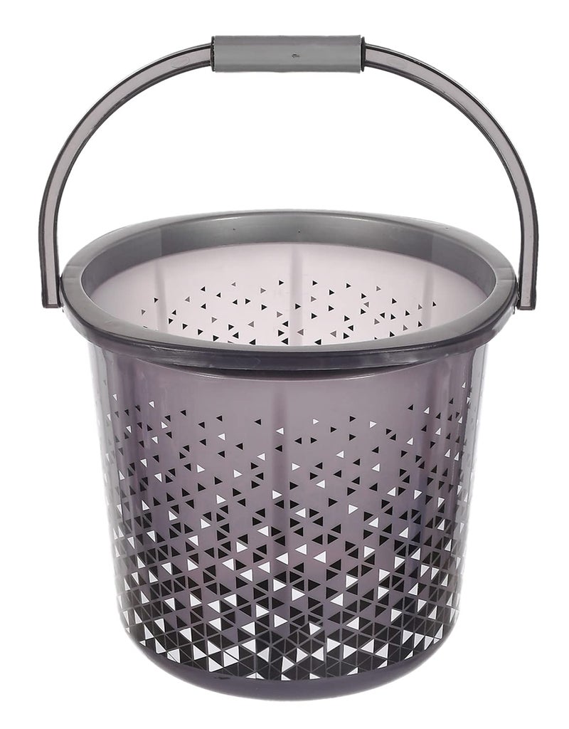 Kuber Industries Plastic Unbreakable Tinted Print Bathroom Bucket with Strong Handle18 LTR Pack of 2 Gray - Image 4