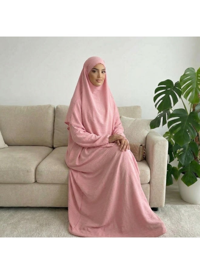 طقم صلاة نسائي عباية من قطعتين فستان طويل محتشم بأكمام طويلة بقصة واسعة للملابس الإسلامية - Image 3