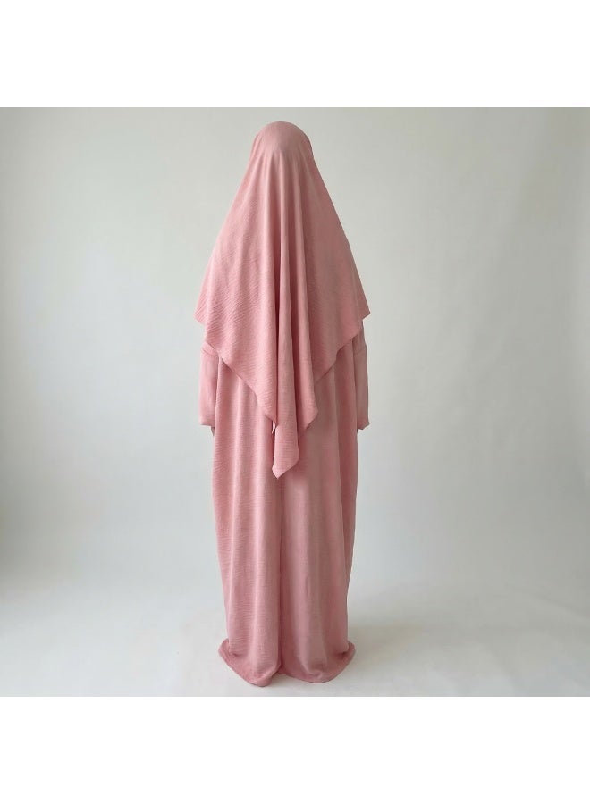 طقم صلاة نسائي عباية من قطعتين فستان طويل محتشم بأكمام طويلة بقصة واسعة للملابس الإسلامية - Image 5