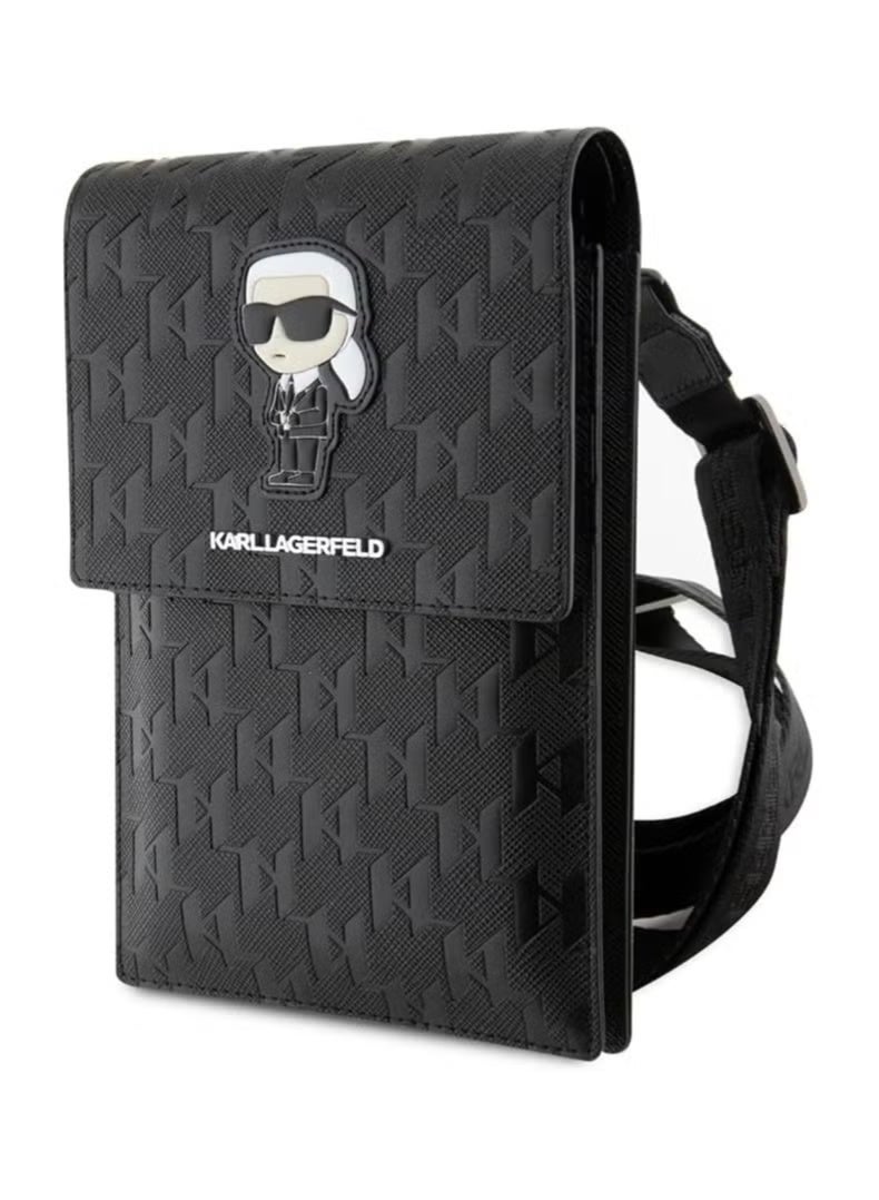 كارل لاغرفيلد "محفظة سافيانو مونو إيكونيك – تصميم فاخر من الجلد لحمل النقود والمستندات والمفاتيح – بلون أسود أنيق" - Image 5