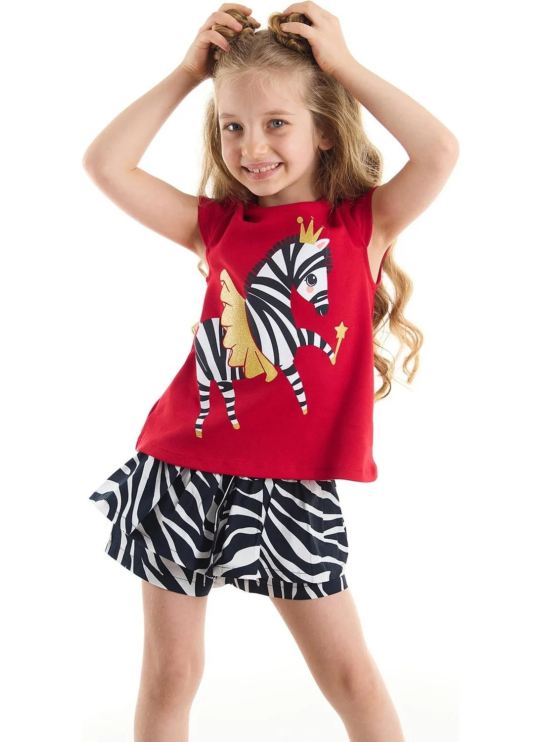 Denokids Ballerina Zebra Girls T-shirt Shorts Set