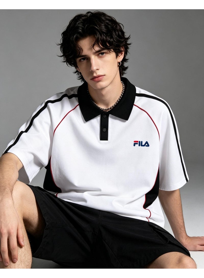 FILA lapel short sleeve Polo shirt, unisex. Suitable for outdoor sports and fitness. - Image 1