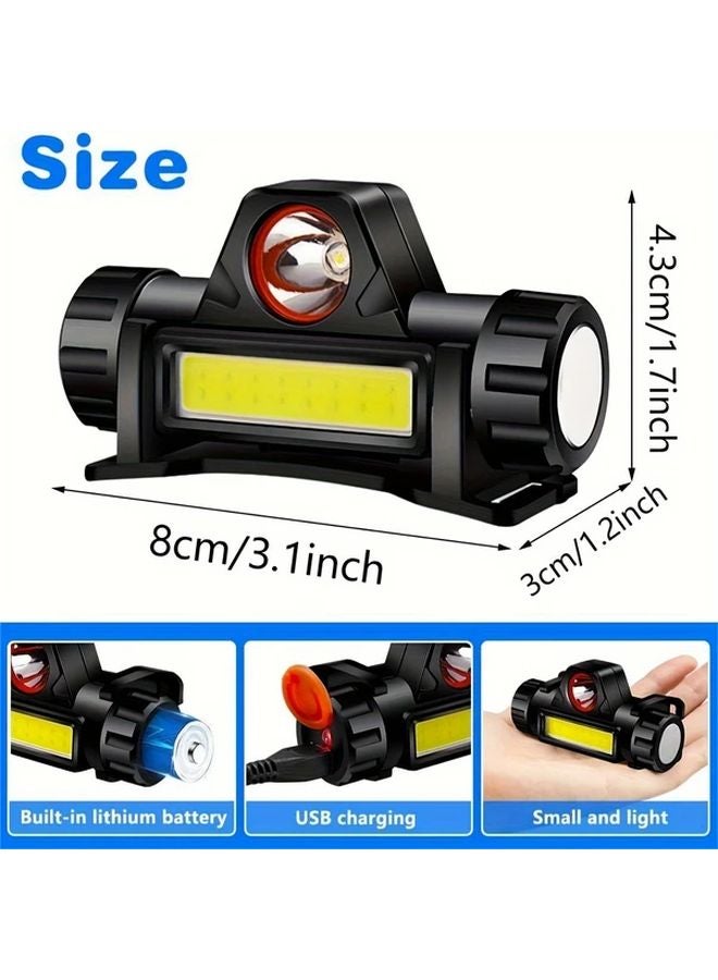 1pc Rechargeable LED COB Headlamp Magnetic Adjustable Headband Flashlight For Outdoor - Image 4