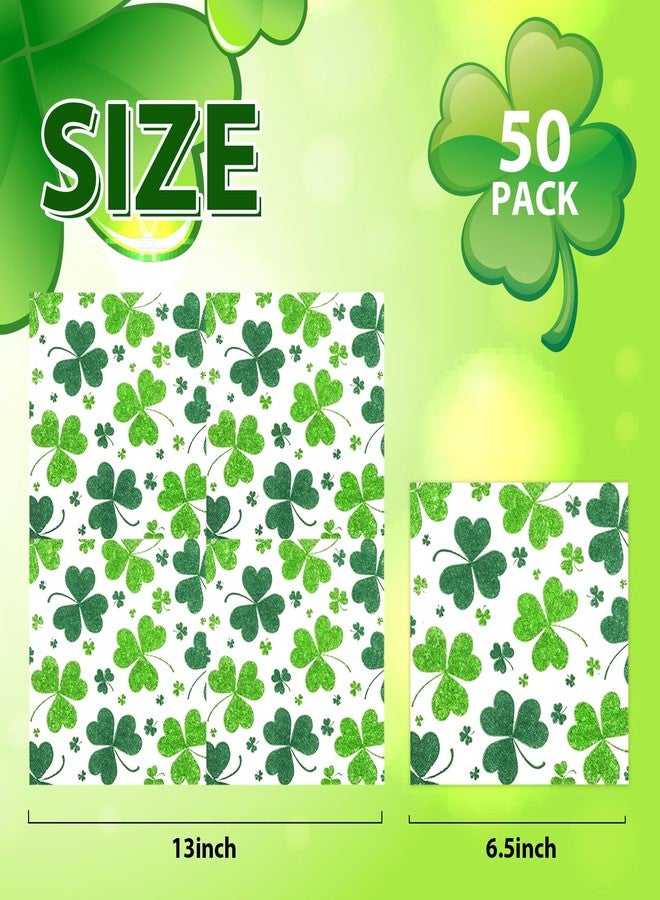 HiEnjoin 50 Pack St. Patrick's Day Paper Napkins, Disposable Green Shamrock Napkins for St. Patrick's Day Holiday Party Supplies - Image 2